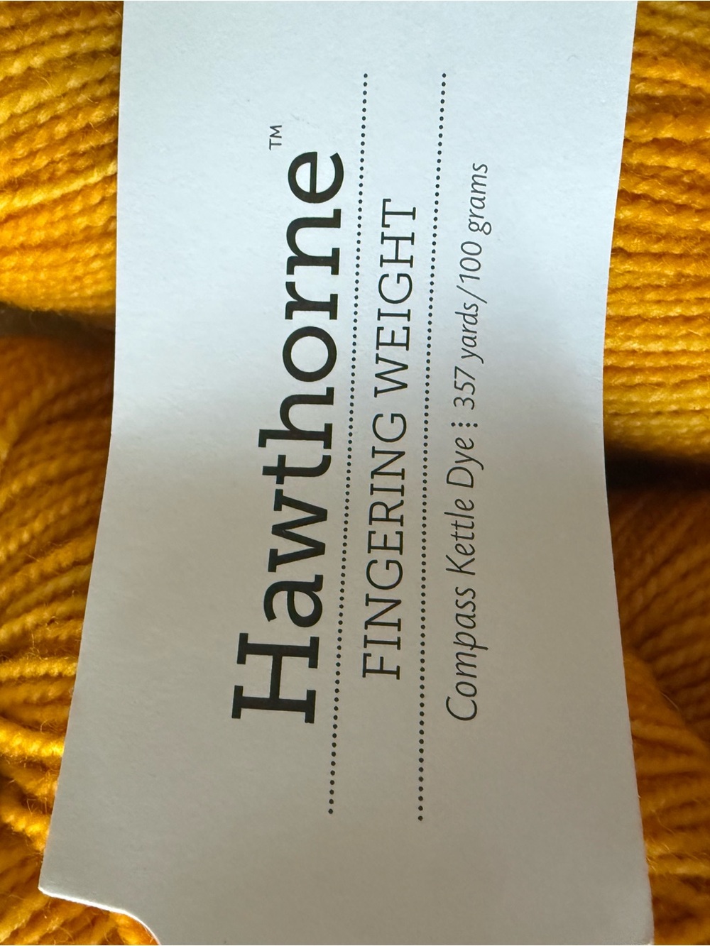 Hawthorne Fingering Weight Yarn - Golden Yellow - Compass - Picture 2 of 4